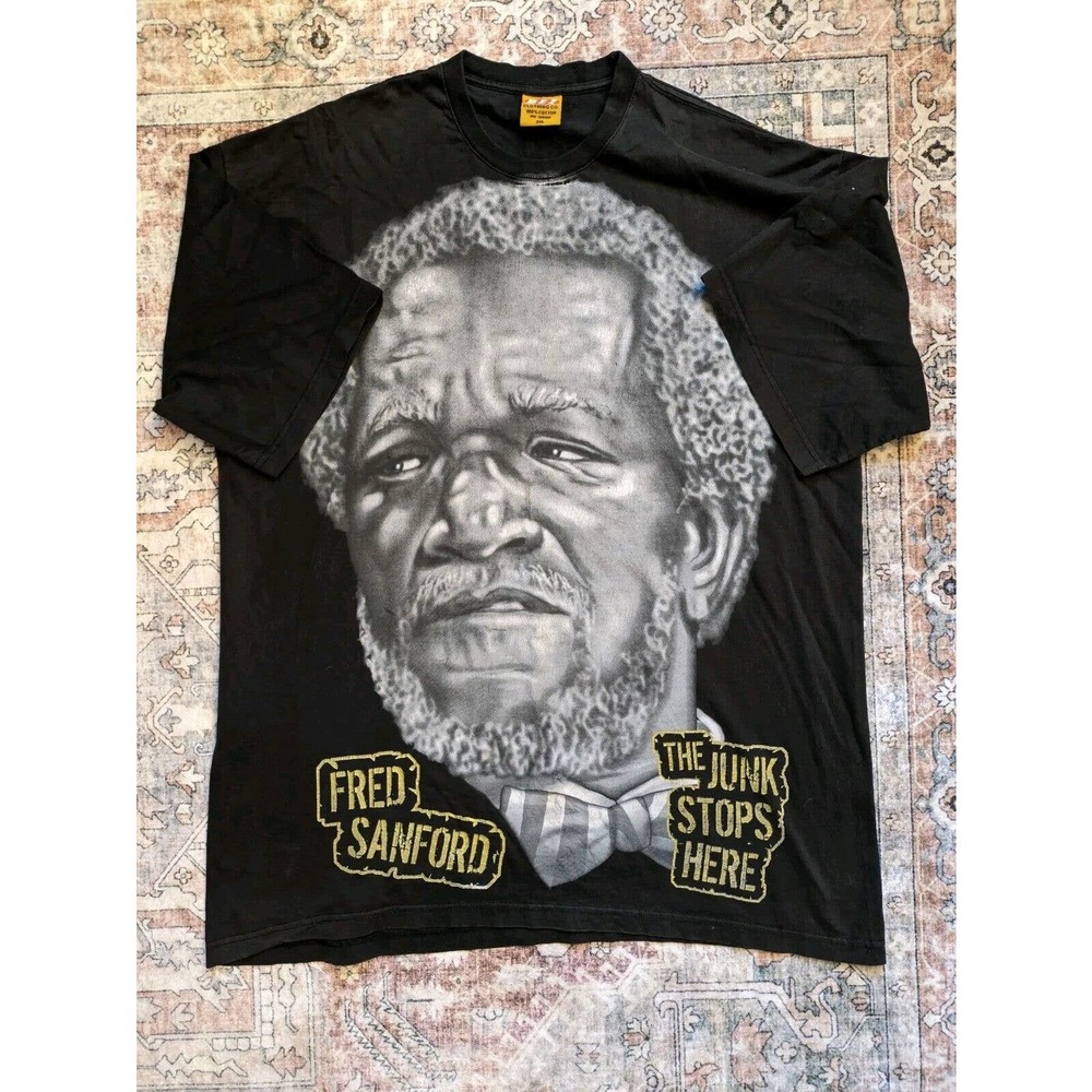 Vintage B.E.Z. Fred Sanford The Junk Stops Here Redd Foxx Black T-Shirt 3XL